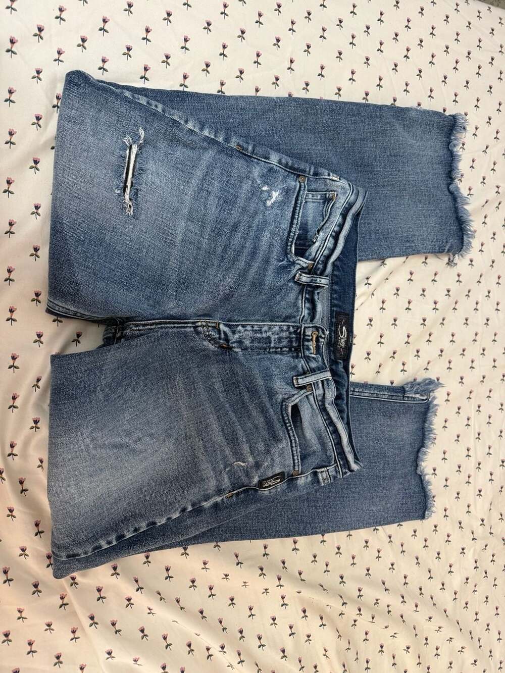 Silver Jeans Co. Vintage Ankle Straight Distressed Raw Hem Jeans W28/L27